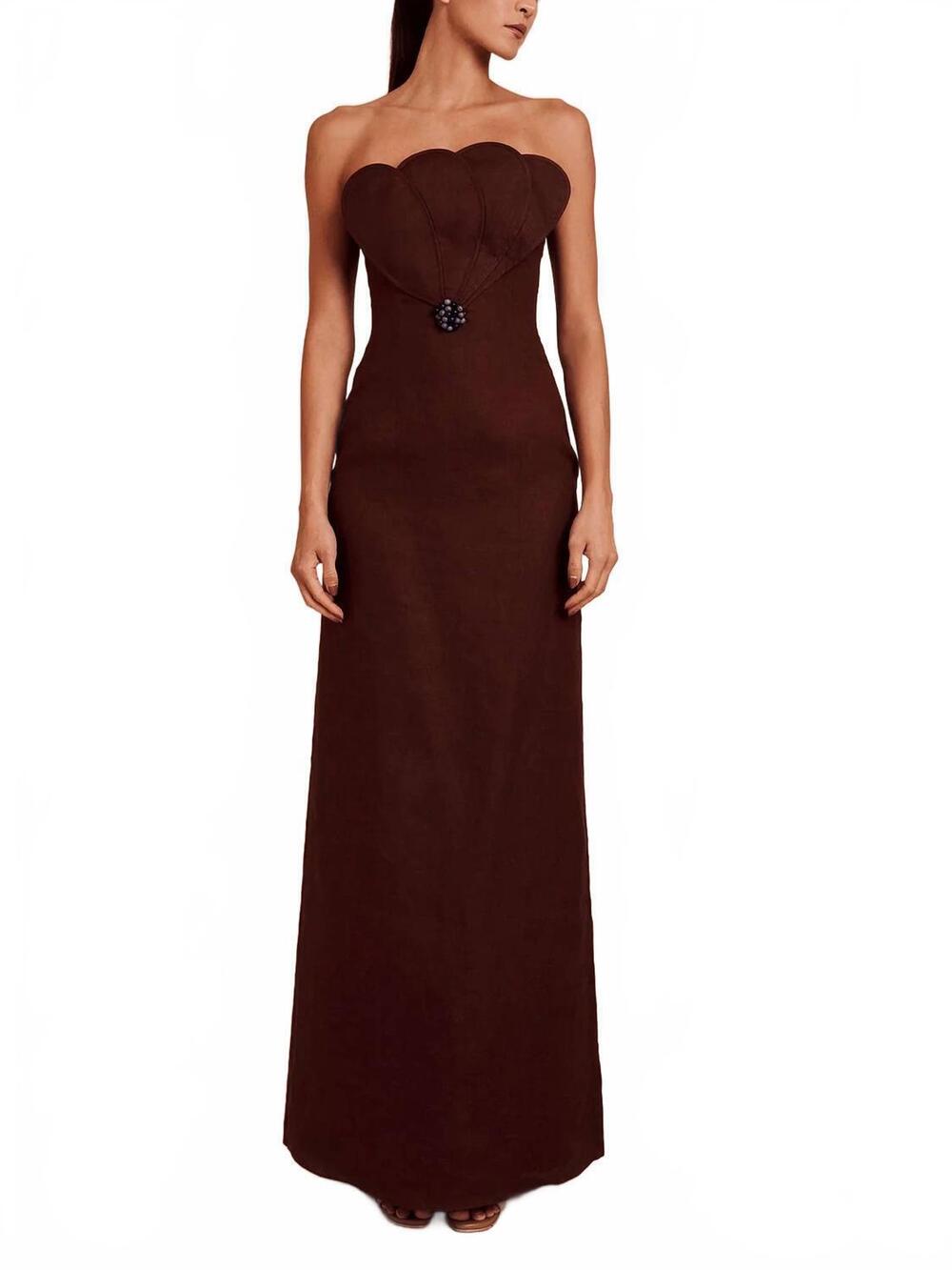 NEW AZULU bianca dress in umber brown